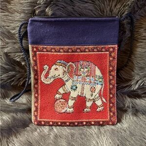 Embroidered Elephant Design Red and Purple Women's Bag